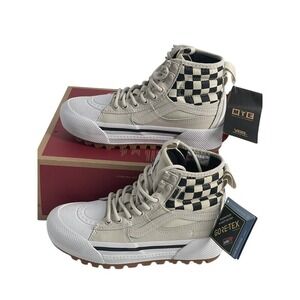 New Vans Sk8 Hi Top Sneakers Checker Goretex Mte 2 Platform White Black‎ Women 5